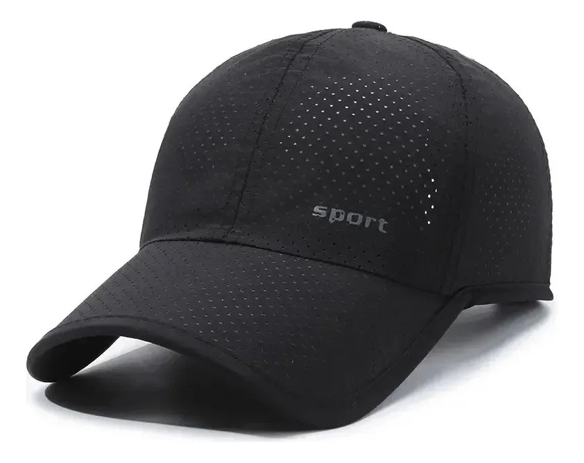 Boné Esportivo Confortável Secagem Rápida Academia Uv Praia Preto Regulagem Liso