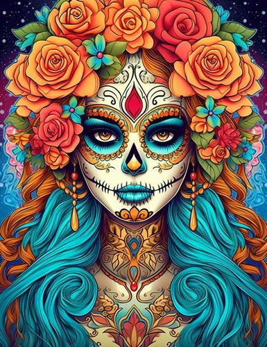 Adesivo Para Capa De Caderno Desenho Catrina Mod 259