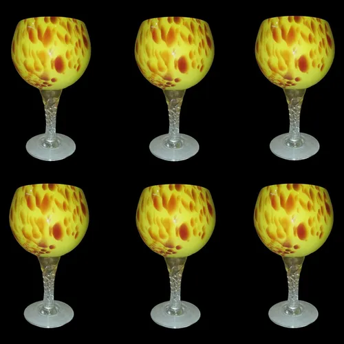 comprar Juego De Seis Copones De Cristal De Murano Art Deco