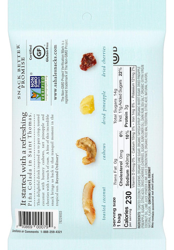 Sahale Snacks Mezcla De Bocadillos De Coco Y Anacardo Con Ro