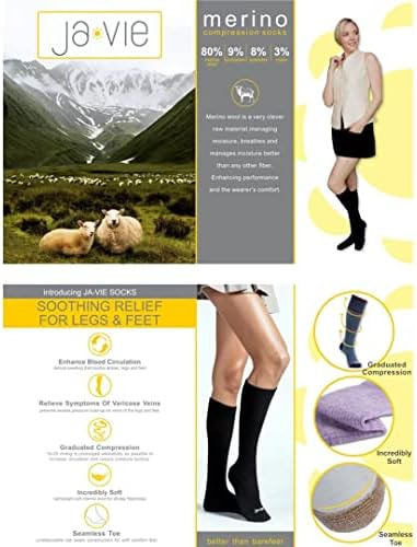 Javie 80% Lana Merino Ultra Suave 15-20mmhg Calcetines De Y