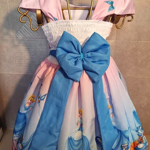 Vestido Infantil Azul Luxo Princesa Cinderela