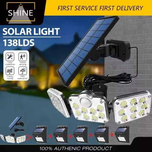 Luz - Lámpara - LED - Solar - Exterior - Sensor de Movimiento - 3 Cuerpos -  S/.103 - NikoStore Perú