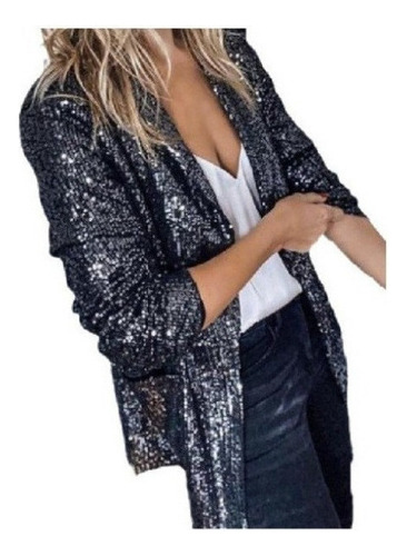 Chaquetas De Mujer Moda Lentejuelas Solapa Fiesta Casual