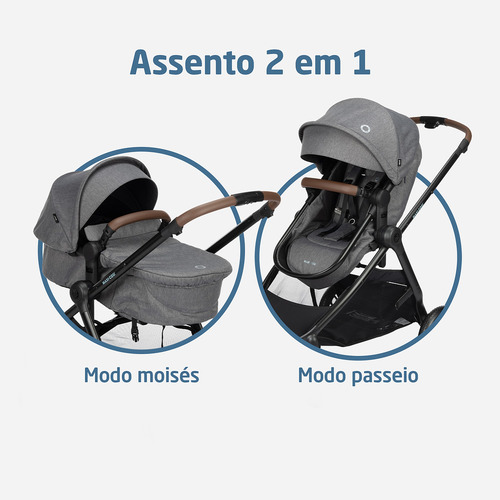 Carrinho De Bebê Anna³ Grey Bebê Conforto E Base Maxi Cosi