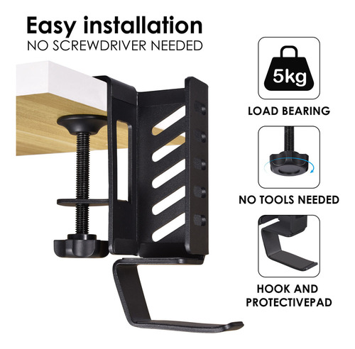 Soporte De Mesa Lateral Para Computadora Portátil, Negro