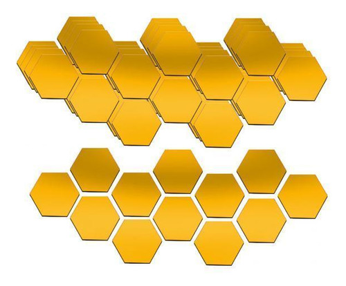 6 X 60 Piezas De Espejo Acrílico Hexagonal 3d Pegatinas De