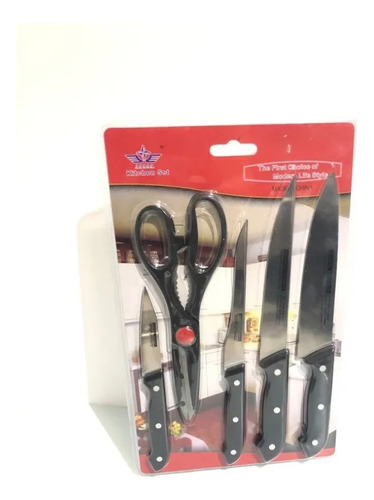 Set Utensilios De Cocina 1 Tijera + 4 Cuchillos Multiusos