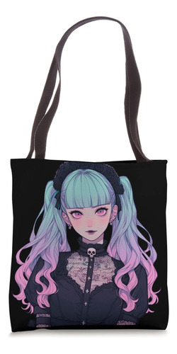 Pastel Goth Girl Con Gargantilla De Calavera Negra Bolsa De 