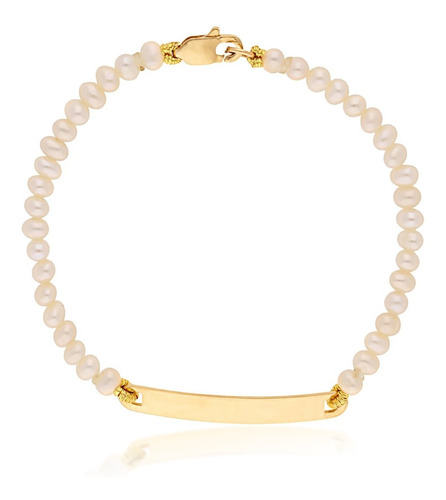 Pulsera Infantil Perlas Oro 14k Stellina 14cm Diámetro 14 " Largo 47