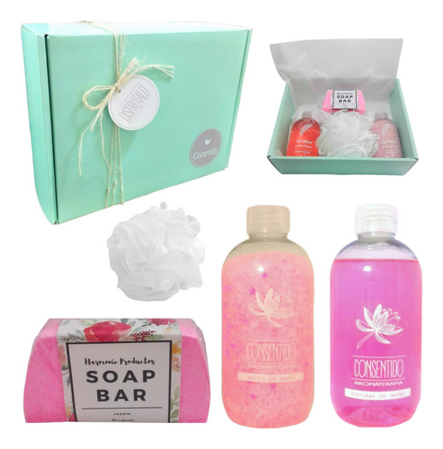 Set Kit Caja Regalo Mujer Box Spa Aroma Rosas Relax Zen N24