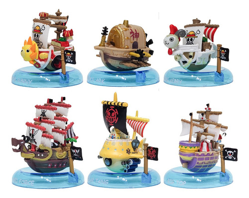 One Piece Barcos Set X6 Figuras Gashapones Juguetes