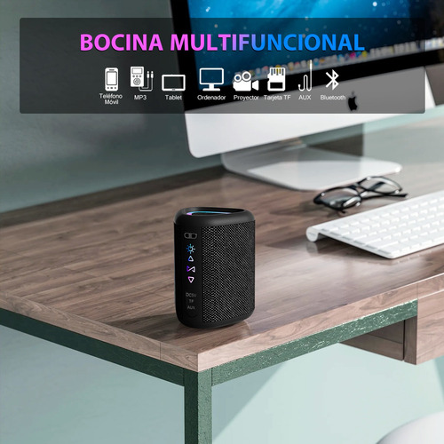 Bocina Bluetooth Inalámbrico Portátil Impermeable Rgb Aux Tf