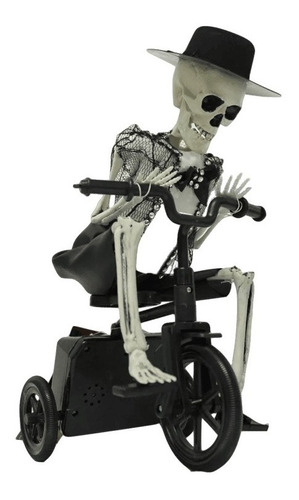 Esqueleto En Bicicleta Con Sonido Halloween Adorno Juguete