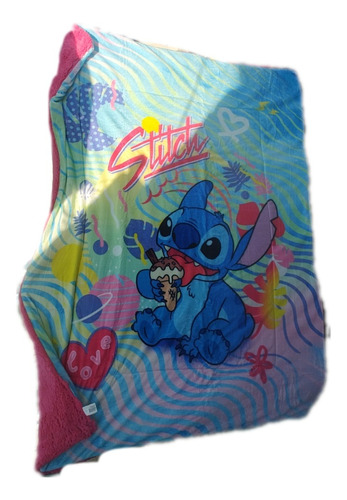 Cobertor Con Borrega De Stitch Matrimonial