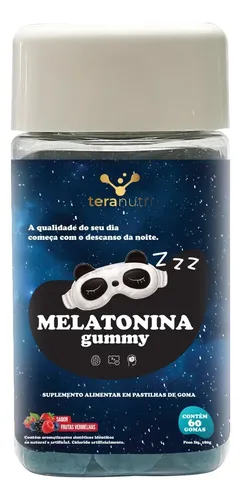 Melatonina Gummy 60 Gomas Sabor Frutas Vermelhas Tera Nutrition