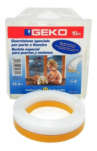 Burlete Para Puertas Y Ventanas Geko Tipo V 10 M Ala 22 Mm