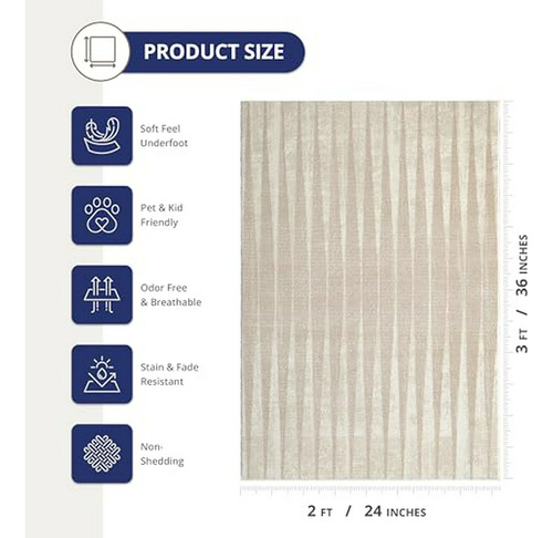 Alfombra Abani Terra Cream 2' X 3' - Patrón De Líneas Vertic