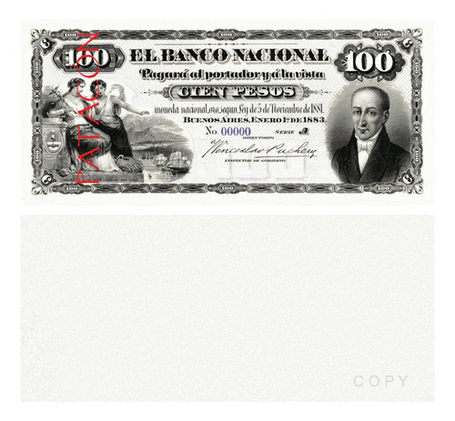 Billete 100 Pesos M N Banco Nacional 1883 /1º  - Copia 682p