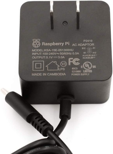 Fuente De Alimentación Raspberry Pi 4 Modelo B Usb-c 5.1v 3a