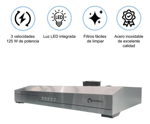 Campana Extractora Empotrable Acero Con Luz 60 Cm Shorbull