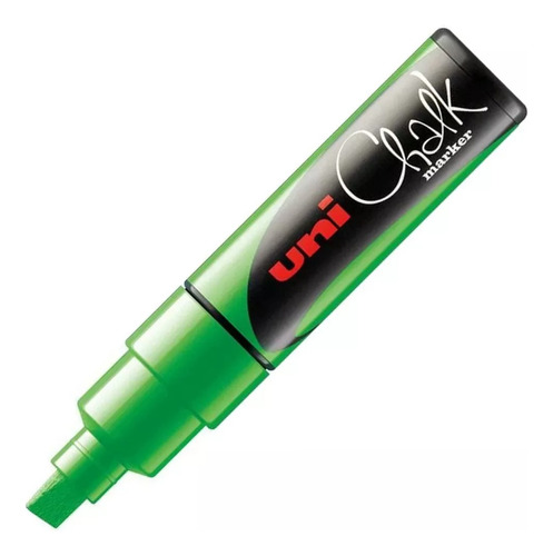 Uni-chalk Pwe-8k: Marcador Tiza Líquida Grueso Color Verde Flúo