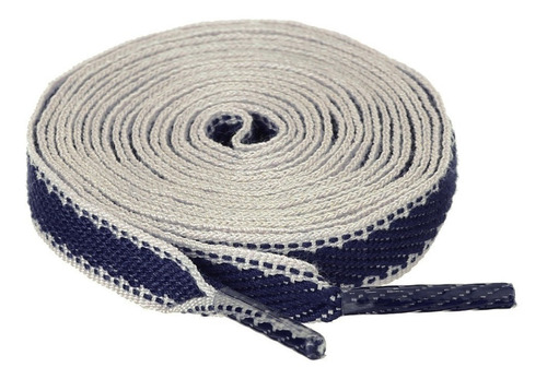 Agujeta Plana Cordón De Lona A Rayas Azul Blanco 1m 4pcs