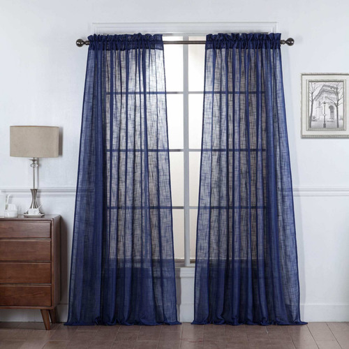Curtains 84 Inches Long  Linen Textured Semi Sheer Curt...
