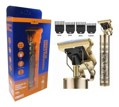 M quina Corta Cabelo E Barba Profissional Retro Dragao Inova Cor