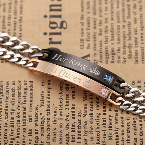 Imagen 3 de 7 de 2 Pulseras Pareja King Queen Rey Reina Regalo Novios Amor