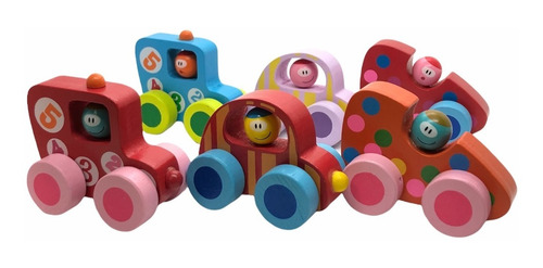 Imagen 2 de 7 de Autito De Madera X6 Primera Infancia Didactico Bebes