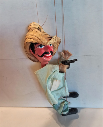 Títere Marioneta De Cuerda, Bandido Mexicano Con Pistola
