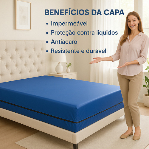 Capa De Colchão Casal Impermeável, Antialérgica, Com Zíper