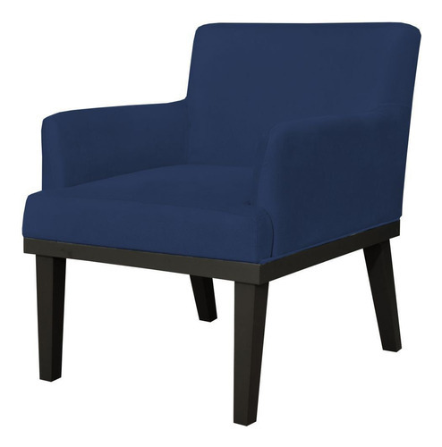 Poltrona Decorativa Para Sala de Estar e Recepção Beatriz W01 Suede Azul Marinho