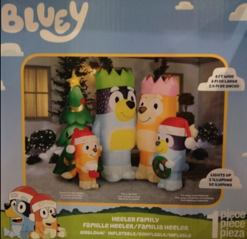 Bluey Familia Inflable Navideña Luz Led 1.92m Altura