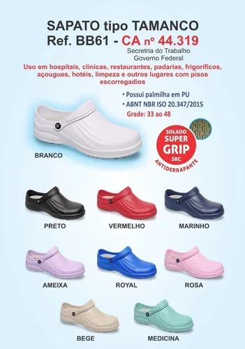 Sapato Enfermagem Antiderrapante Profissional Palmilha Gel