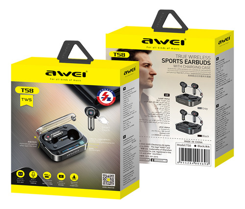 Audifonos Awei T58 Tws In Ear Bluetooth Negro