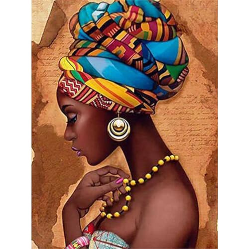 Bordado Completo De Retrato Africano De Mujer Diamantes...