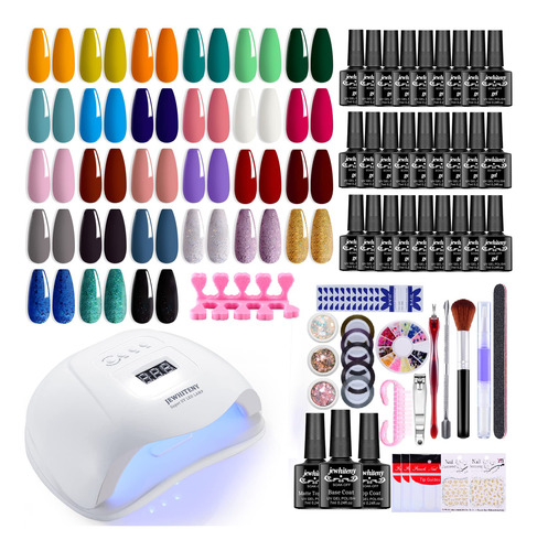 Kit De Esmalte De Uñas De Gel De 27 Colores Con Luz Uv V, .