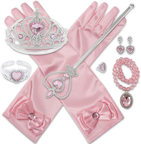 Accesorios Para Disfraz De Princesa, Tiara Con Guantes, Cuel