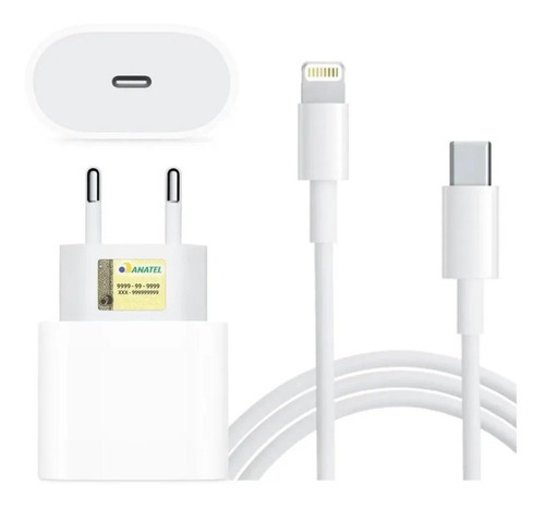 Carregador Usb-c 30w Compatível C/ iPhone + Cabo Turbo Usb-c Cor Branco