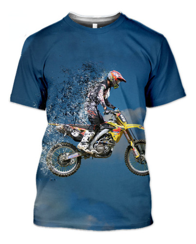 Playera Masculina De Motocross Racing 3d Estamp.