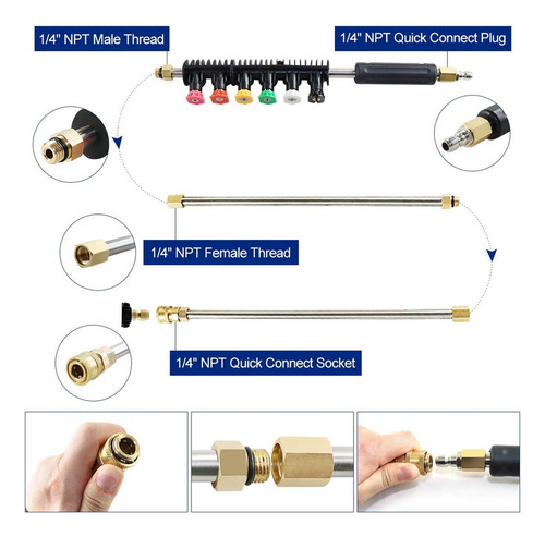 9pcs Lavadora A Presión Varita Extensión 10ft Lance Con