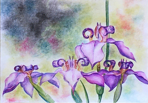 Quadro Decorativo Aquarela-orquídea Violeta-original