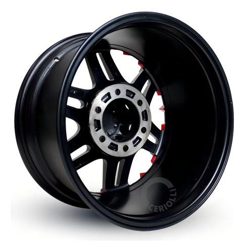 Jogo De Rodas Off Road Aro 17 6x139 Hilux S10 Ranger Dakar Cor Preta Fosca Red