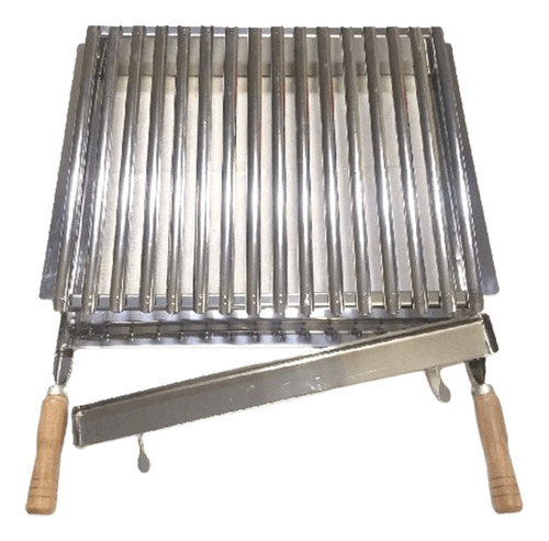 Grelha Churrasco Parrilla Argentina 52x40cm Inox Aba Lateral