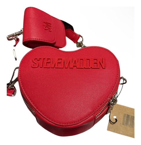 Bolsa Steve Madden Corazón Rojo Con Detalle Rojo Lisa Níquel Rojo (Usado)