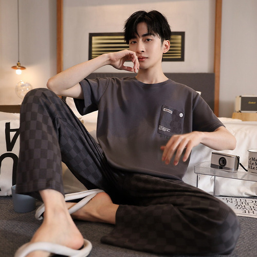 Conjunto De Pijama De Algodón Para Hombre, Verano