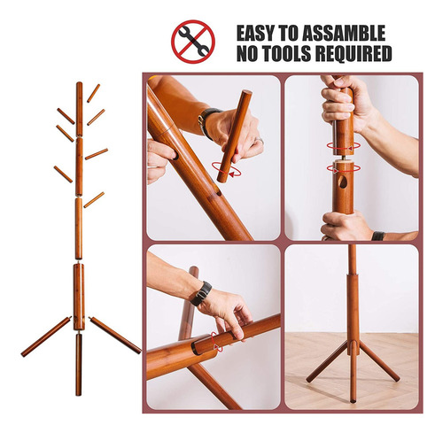 Arbol Perchero Prima De Bambu Con Ganchos Tamaños Aj...