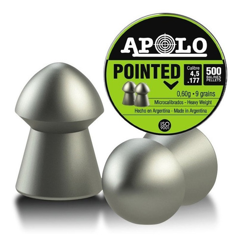 Balines Apolo Pointed 4,5 Lata X500 Aire Comprimido 9gr